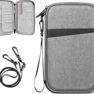 Family Passport Holder Wallet RFID Blocking Travel Document Organizer Clutch Bag