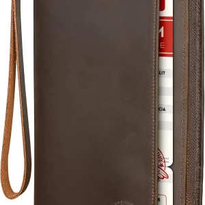 Polare RFID Blocking Leather Passport Holder for 6 Passports & Travel Docs