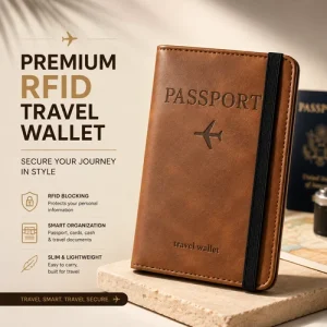 RFID Blocking Leather Passport Holder Wallet Travel Case Organizer Men Women